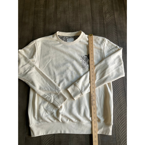 Denim & Flower Los Angeles California Palm Tree Graphic Sweatshirt Cream Size M - Picture 6 of 8